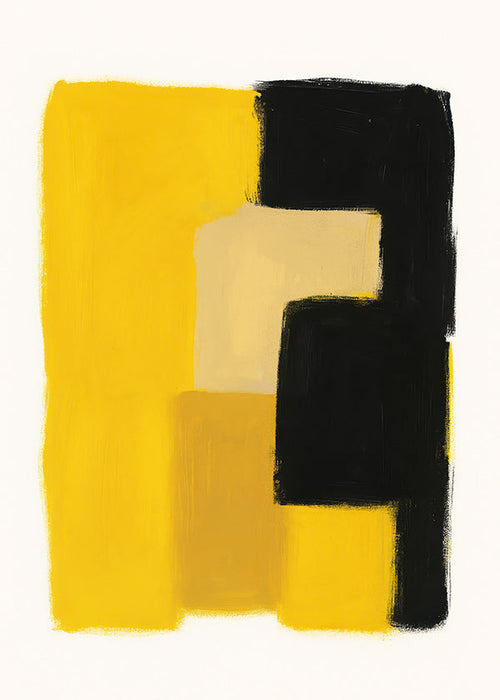 Obra abstrata blocos amarelos e pretos