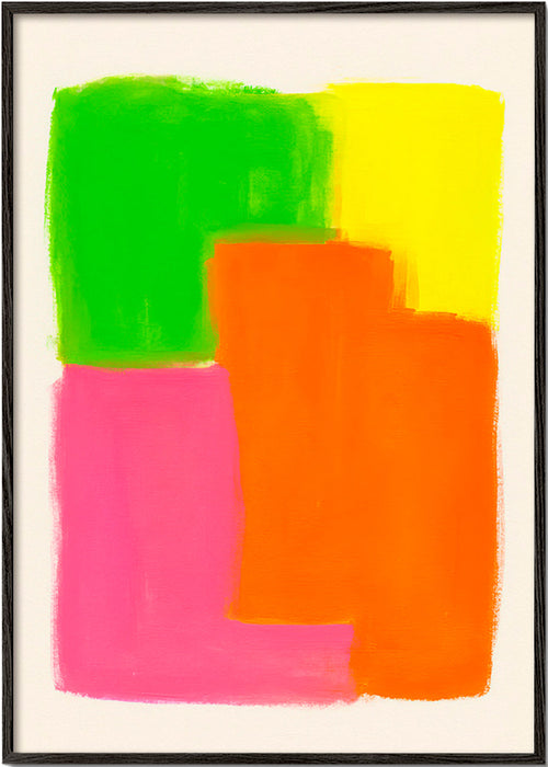 Quadro abstrato com blocos de cor vibrantes – Black Frame
