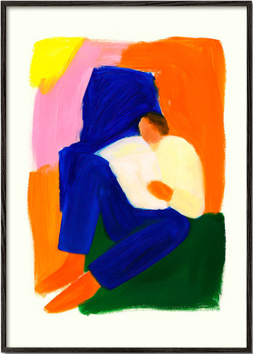 Ilustração de figura sentada em cores vibrantes – Black Frame