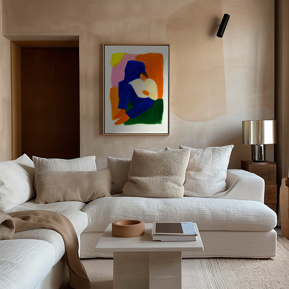 Ilustración de figura sentada en colores vibrantes – Canvas1