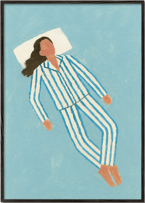 Ilustração mulher de pijama às riscas – Black Frame