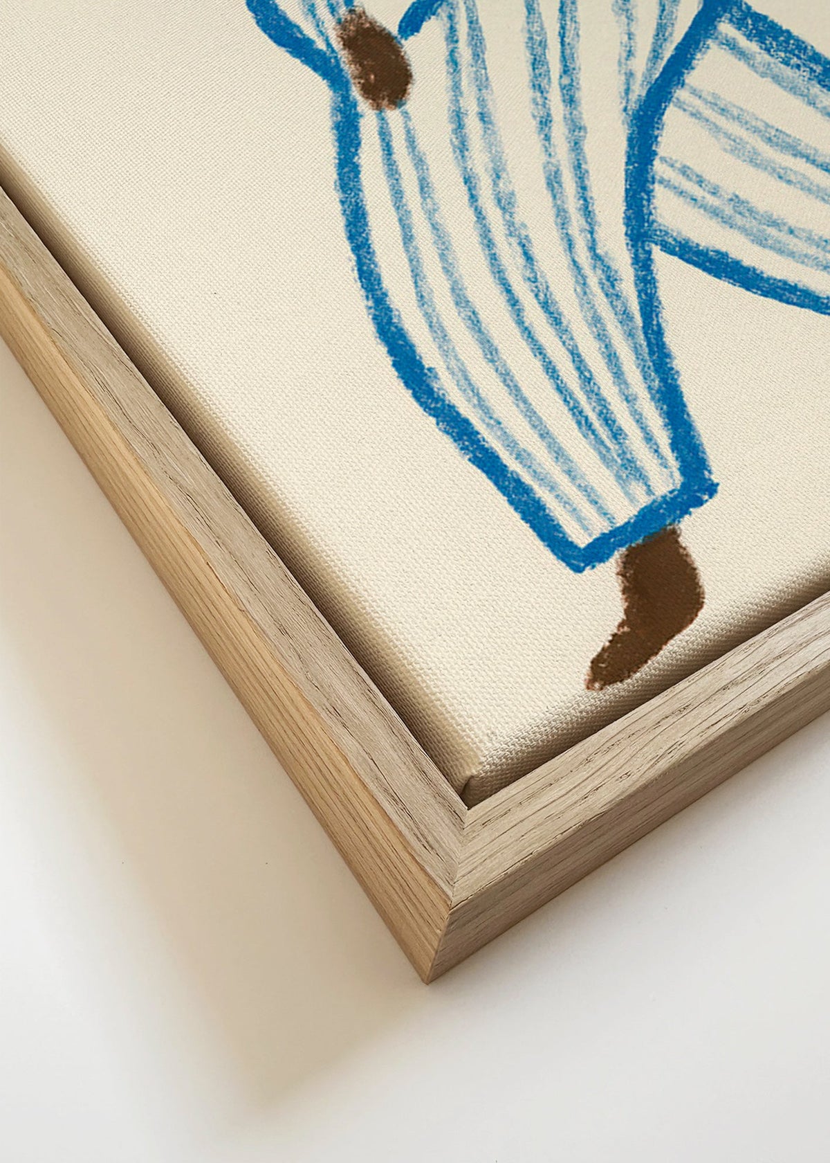 Ilustração figura caminhando com linhas azuis – Canvas detail