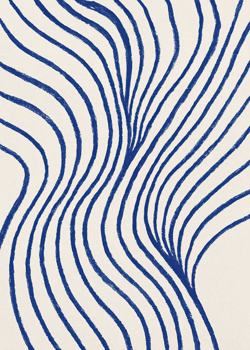 Quadro abstrato com ondas azuis