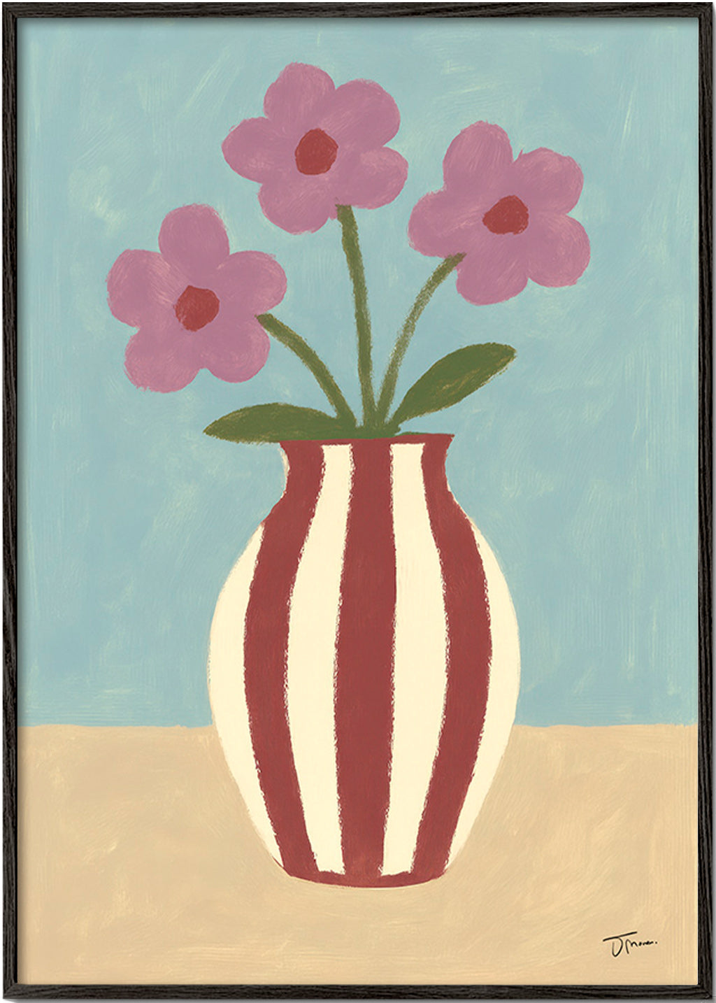 Estampa botânica com vaso e flores – Black Frame