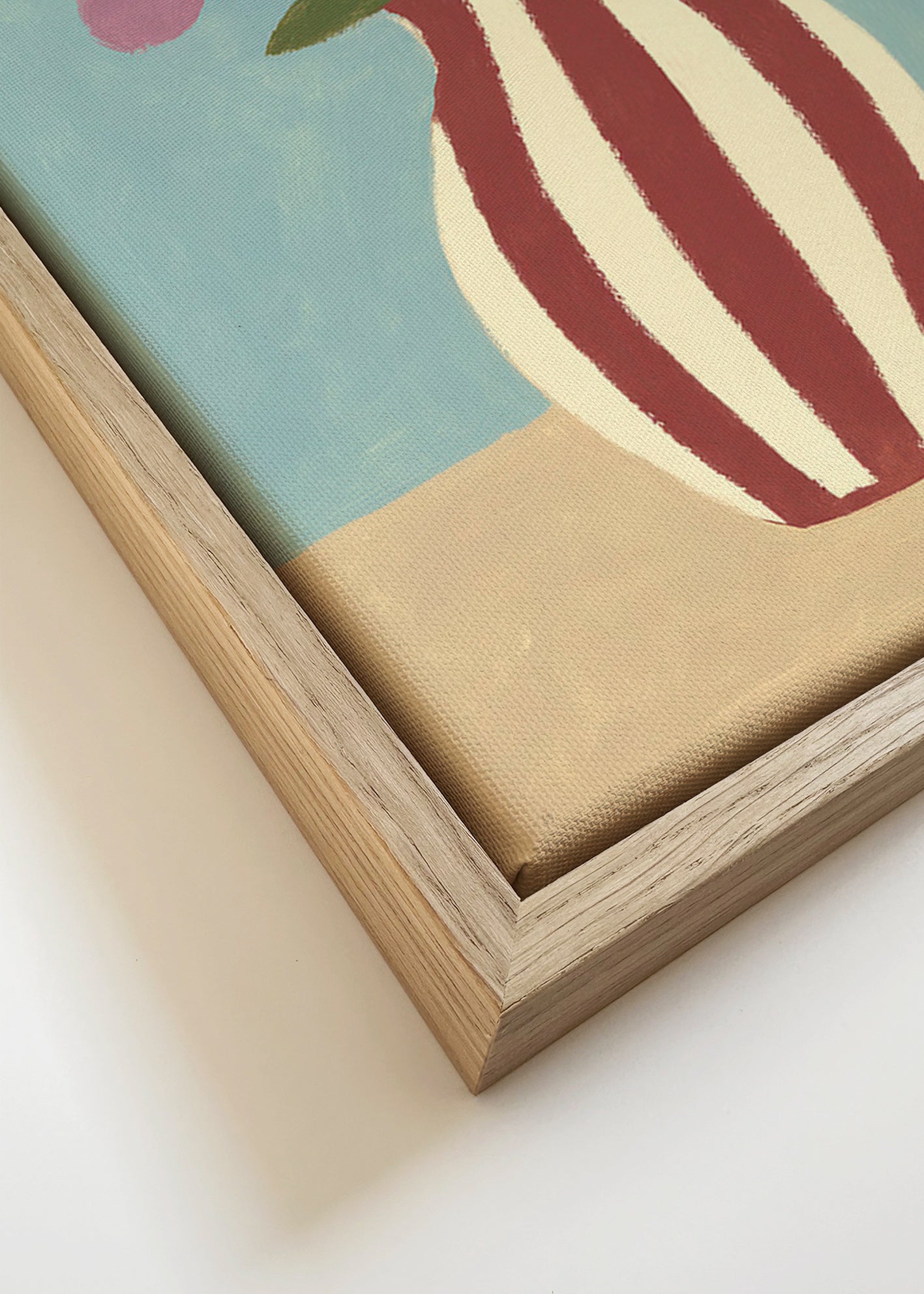 Estampa botânica com vaso e flores – Canvas detail