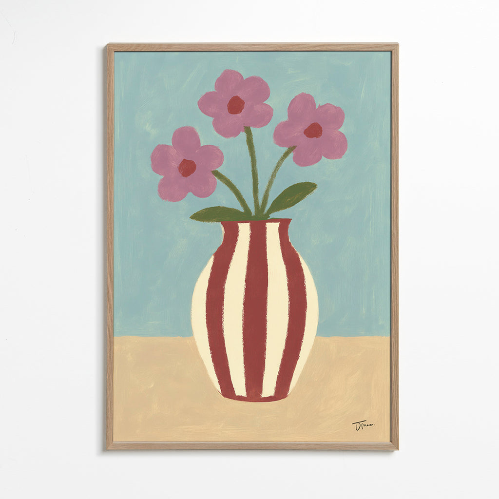 Estampa botânica com vaso e flores – Oak Frame