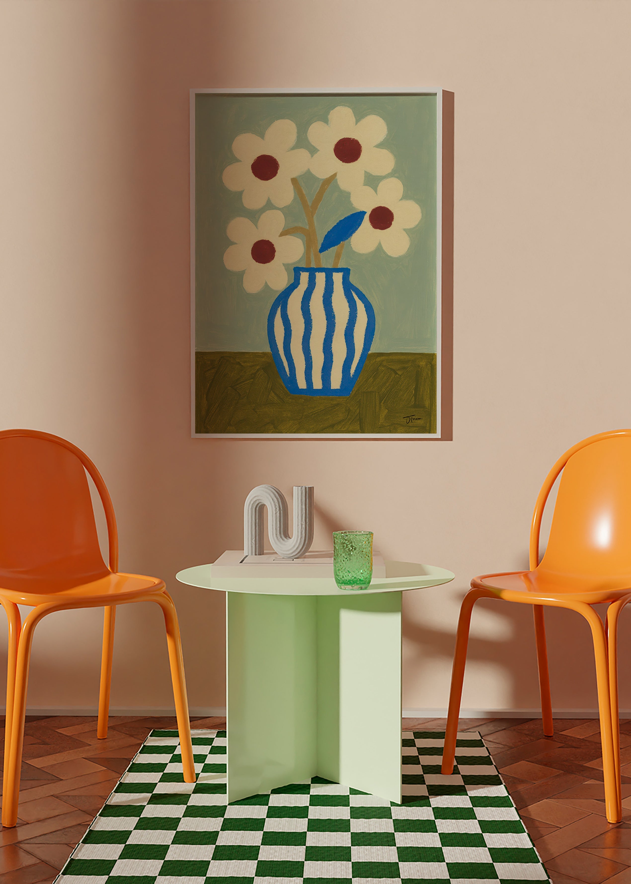 Estampa botânica vaso azul com flores estilizadas – Product2
