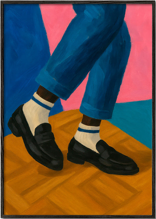 Ilustração de loafers com meias listradas – Black Frame