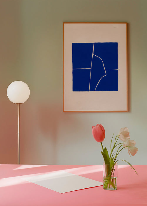 Quadro abstrato azul com fratura geométrica – Product1