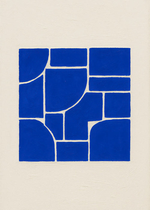 Quadro geométrico azul marcante