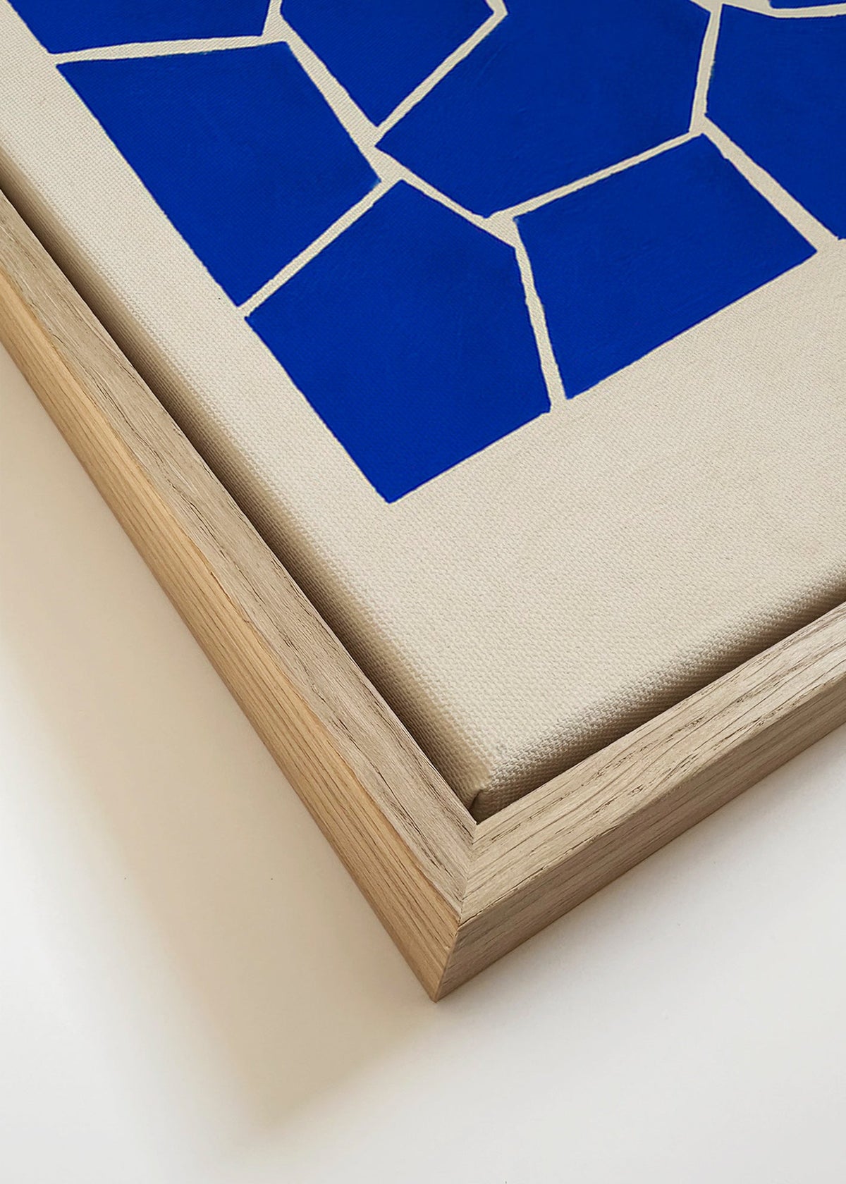Quadro abstrato azul com fragmentos geométricos – Canvas detail
