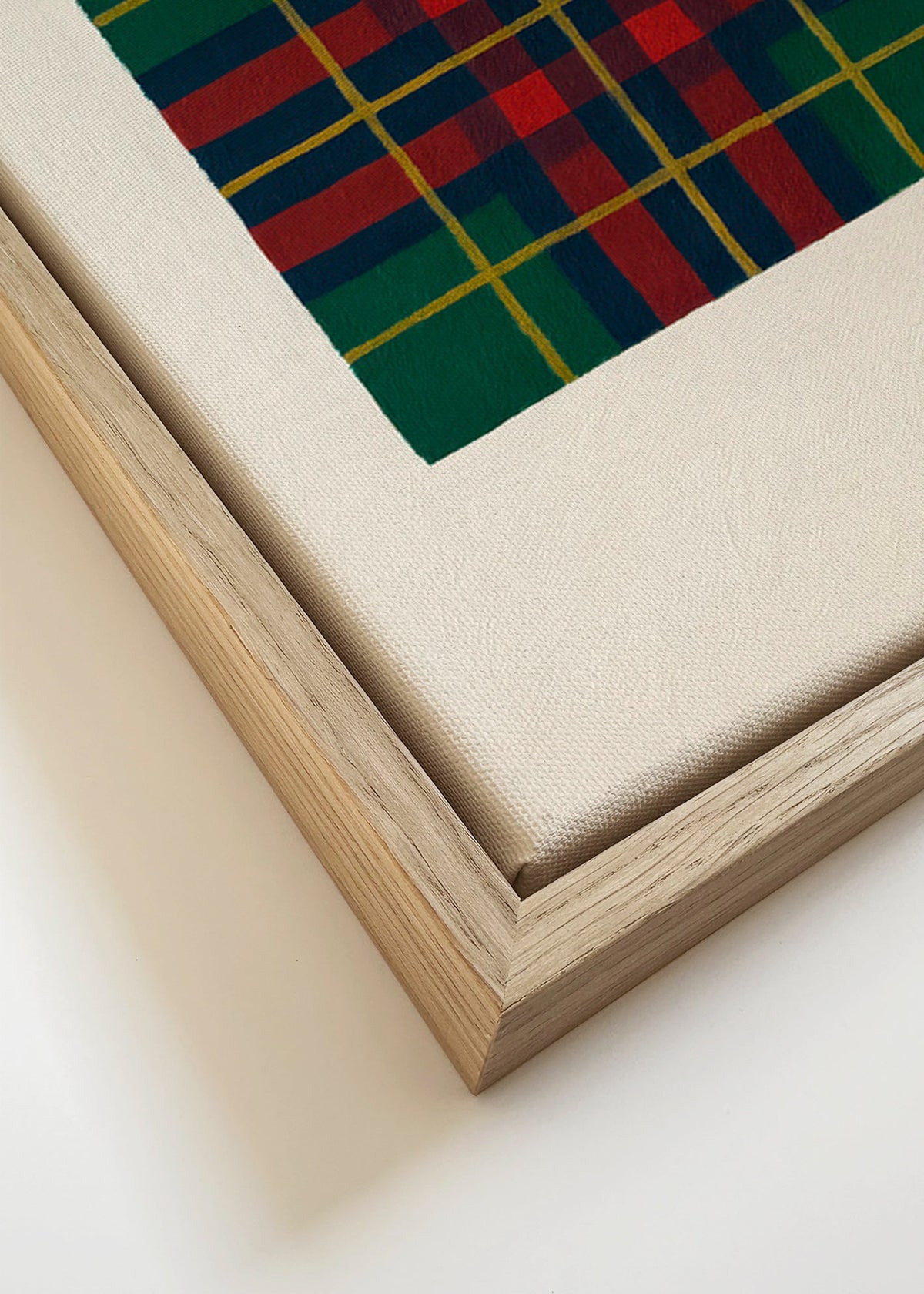Quadro geométrico com padrão tartan pintado à mão – Canvas detail