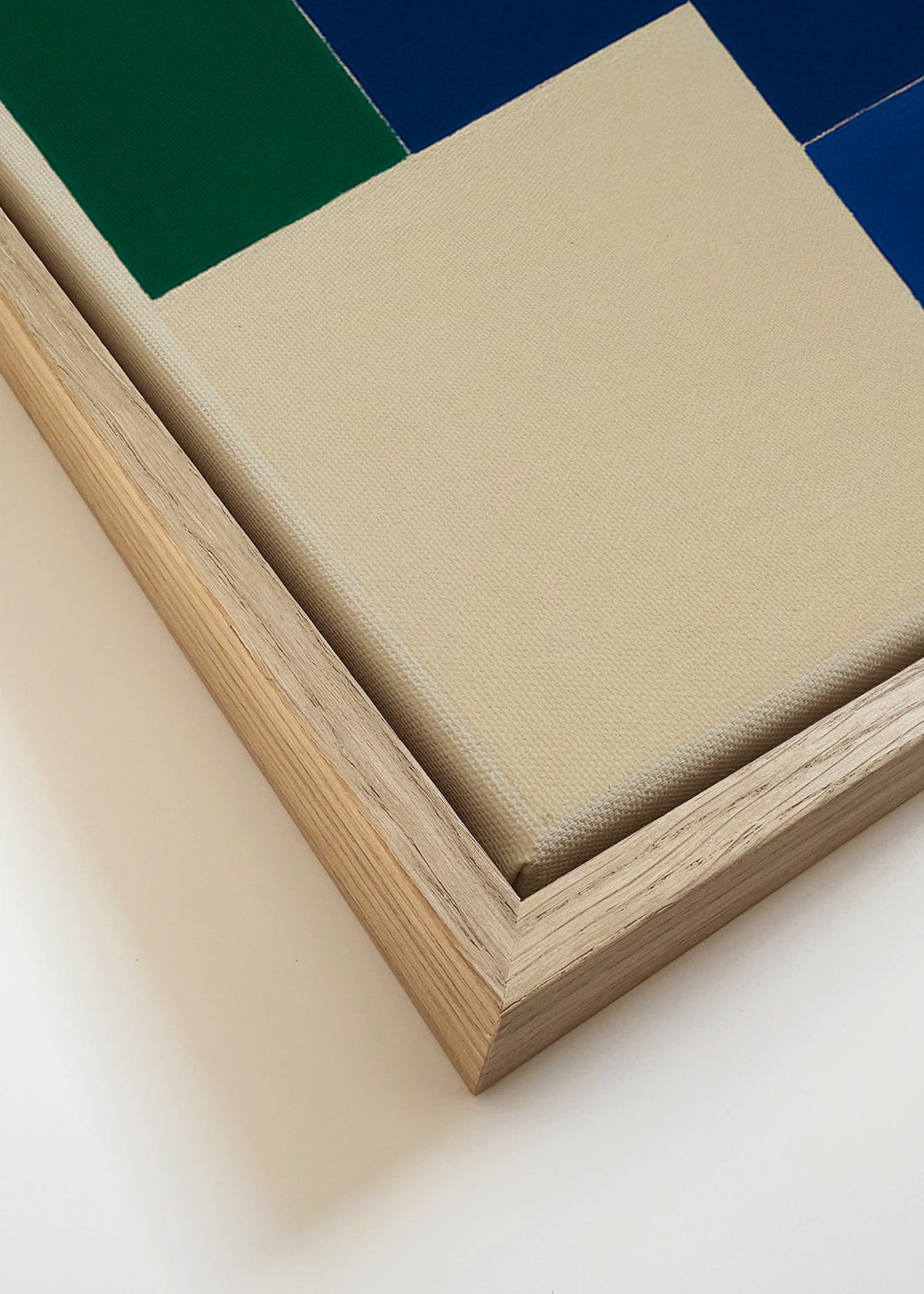 Quadro geométrico com blocos azuis e verdes – Canvas detail