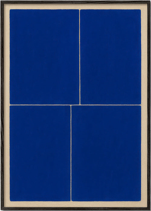 Quadro geométrico com painéis azuis – Black Frame