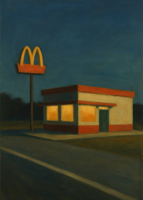 Arte para cozinha: diner noturno com letreiro