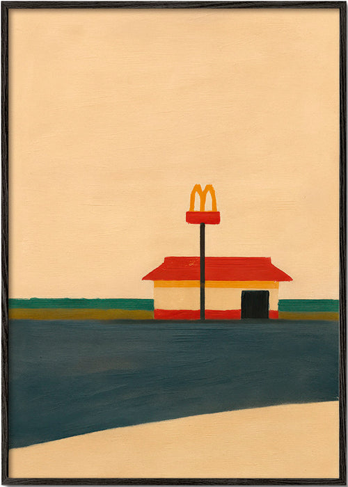 Arte para cozinha minimalista com restaurante e arco dourado – Black Frame