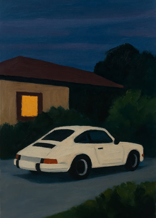 Quadro vintage de carro clássico à noite