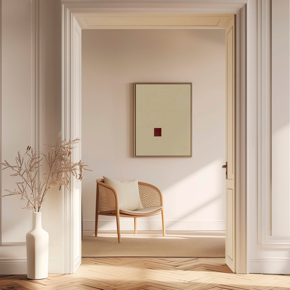 Quadro minimalista com núcleo vermelho – Canvas1