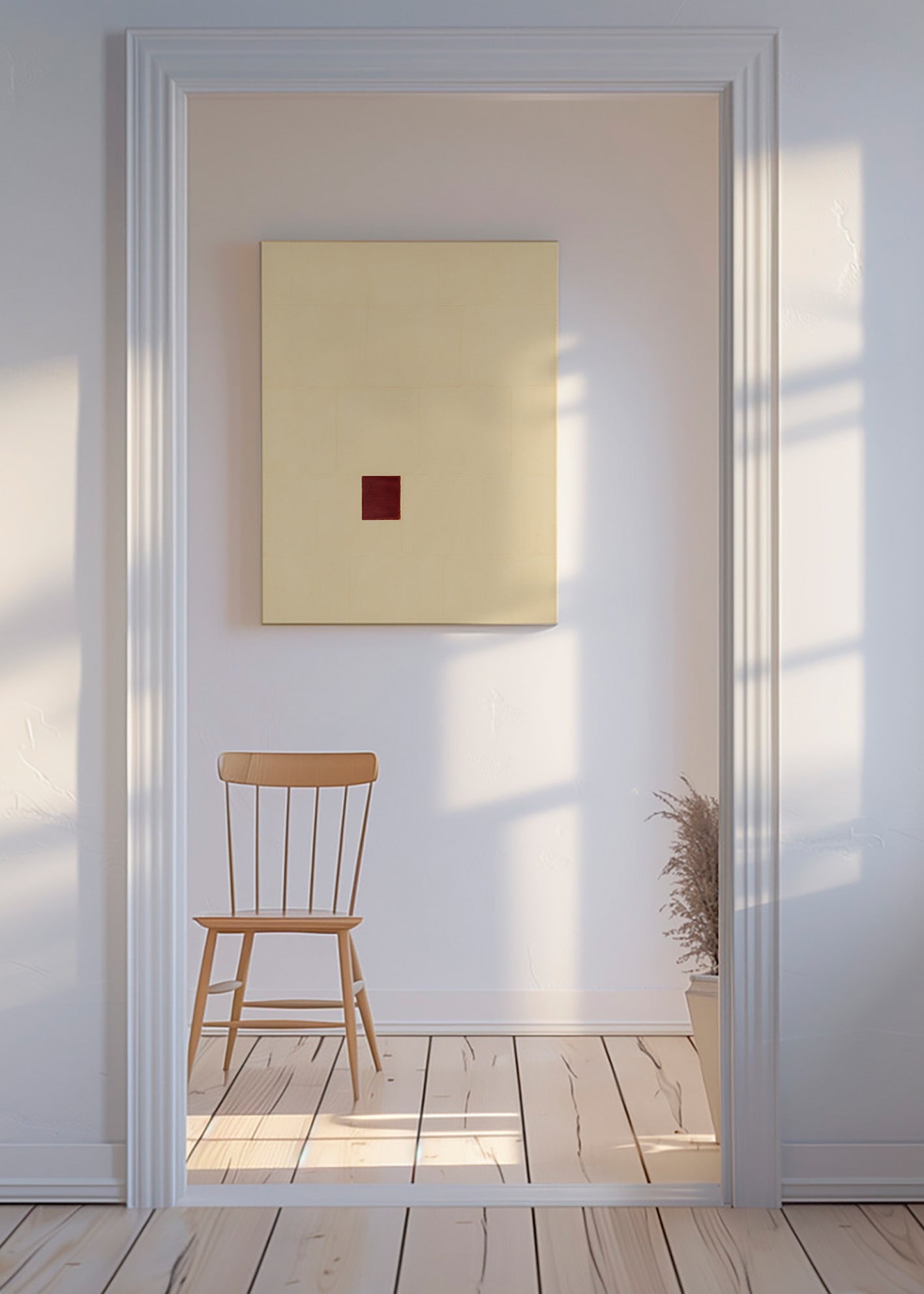 Quadro minimalista com núcleo vermelho – Canvas