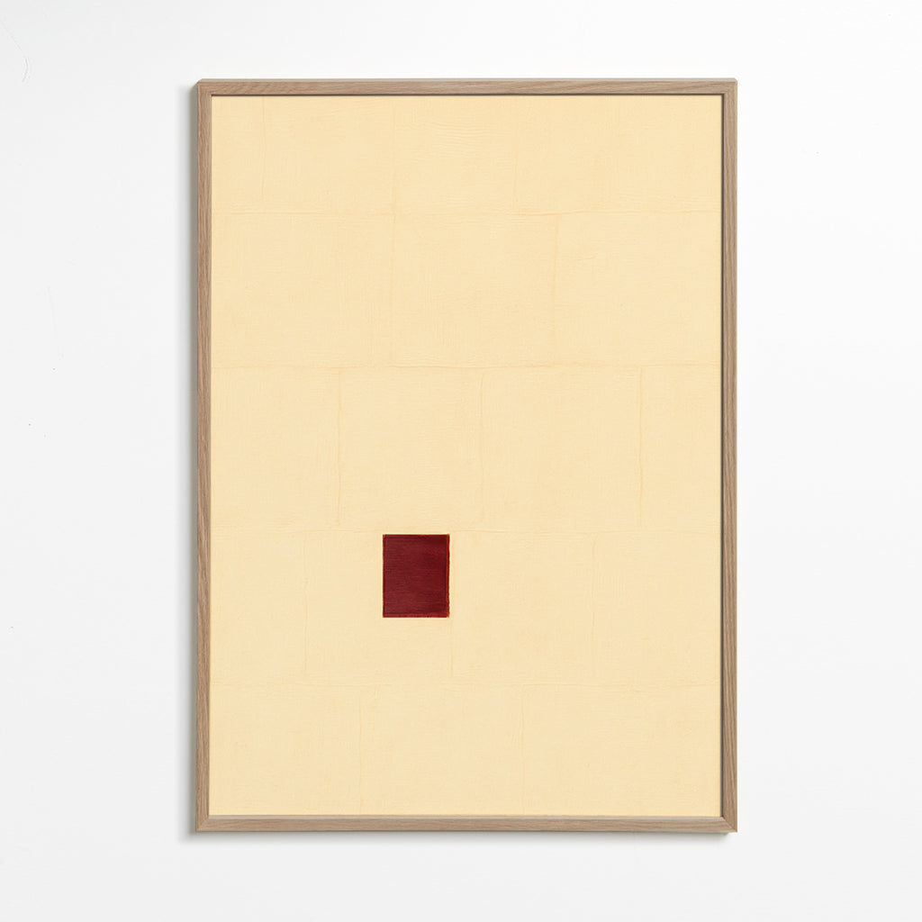 Quadro minimalista com núcleo vermelho – Oak Frame