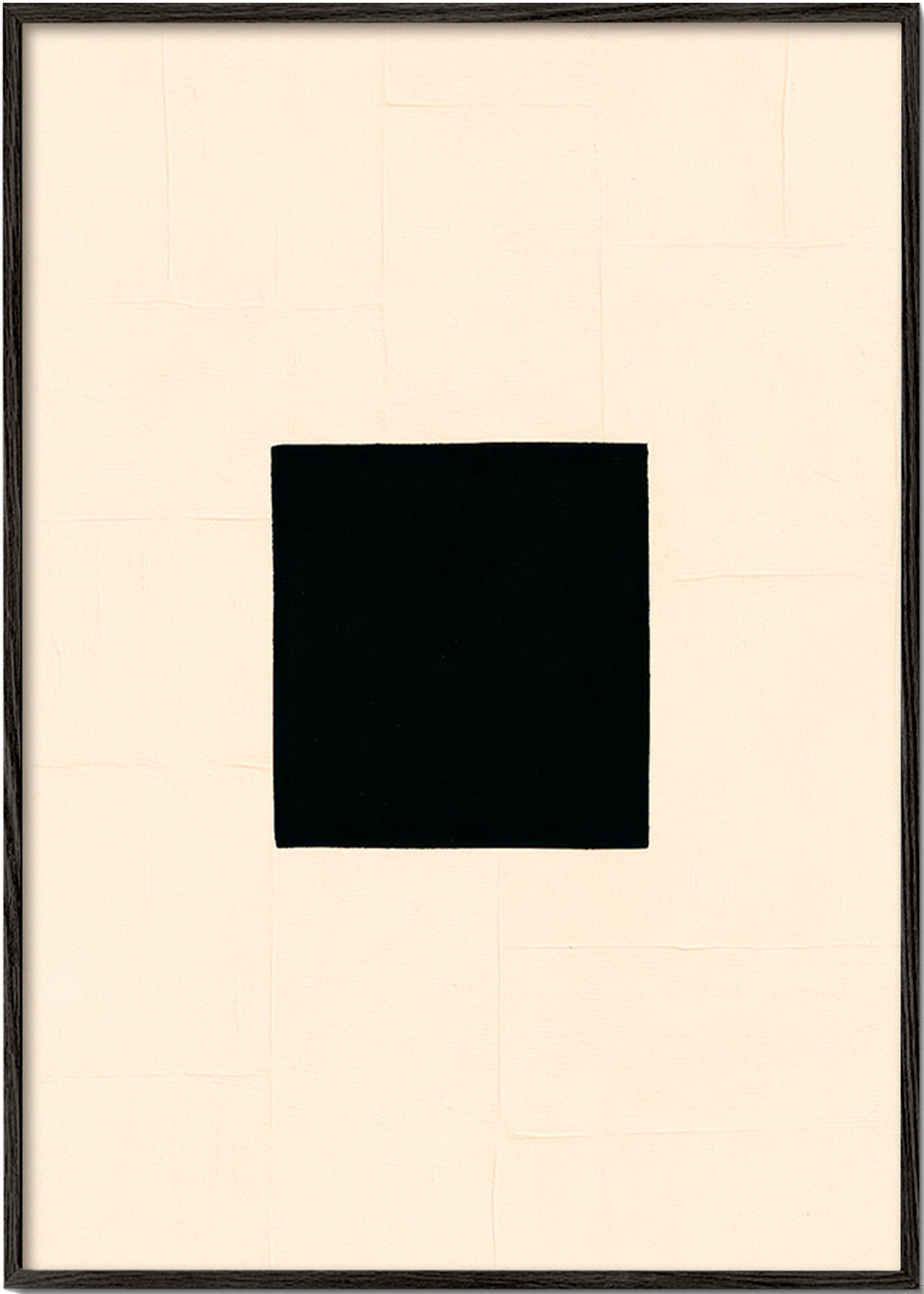 Quadro abstrato: quadrado preto sobre creme – Black Frame