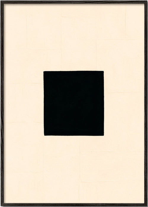 Quadro abstrato: quadrado preto sobre creme – Black Frame