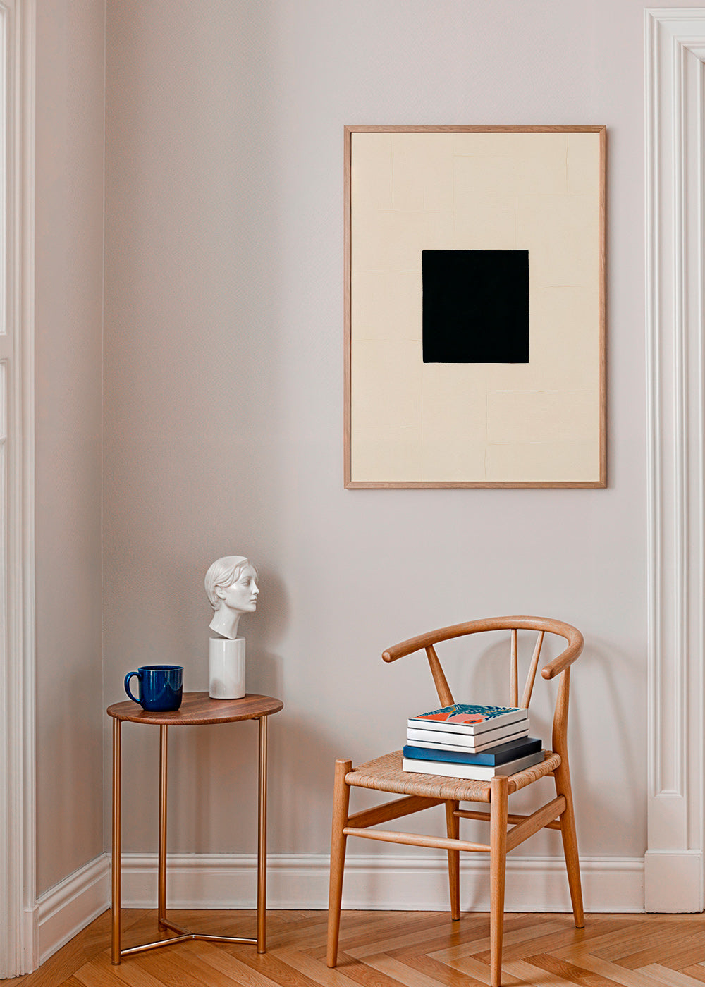 Quadro abstrato: quadrado preto sobre creme – Product3