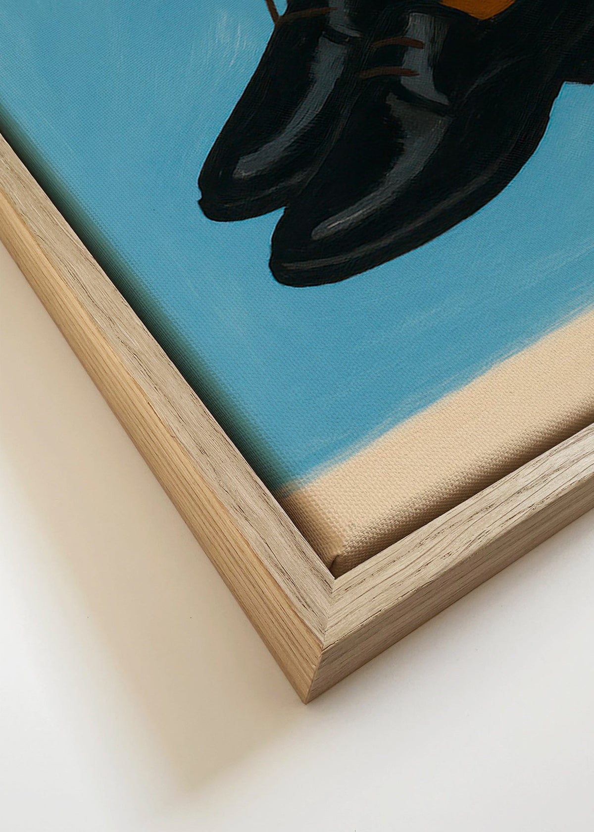 Ilustração de sapatos pendurados em fundo azul – Canvas detail