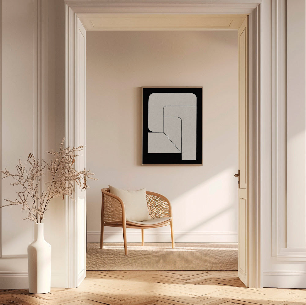 Poster geométrico minimalista creme e preto – Canvas1