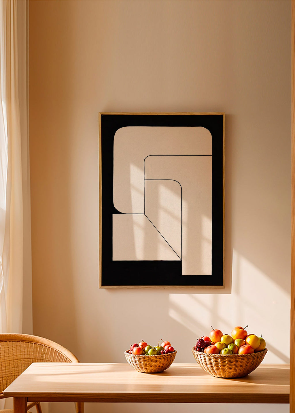 Poster geométrico minimalista creme e preto – Canvas2