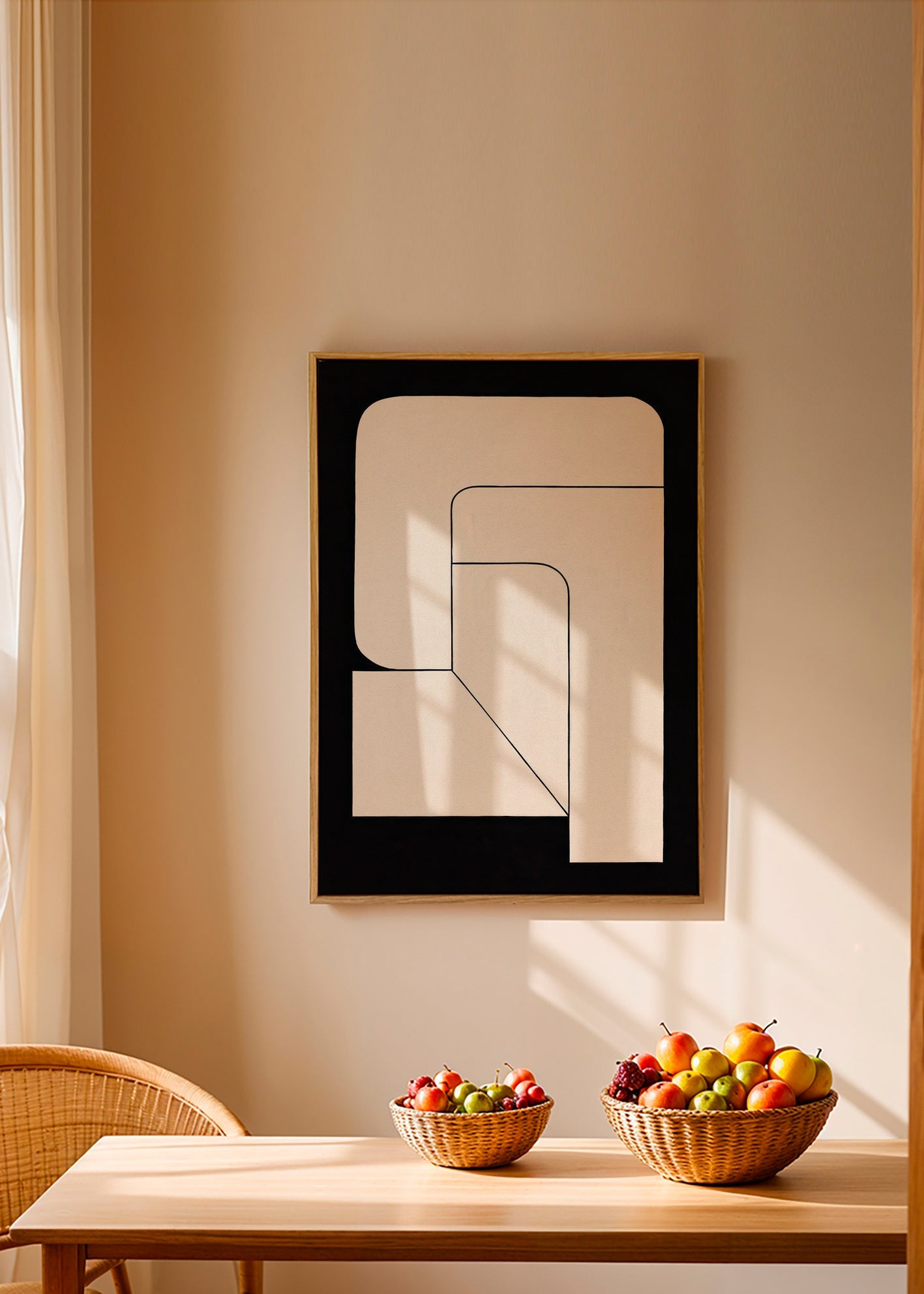 Poster geométrico minimalista creme e preto – Canvas2
