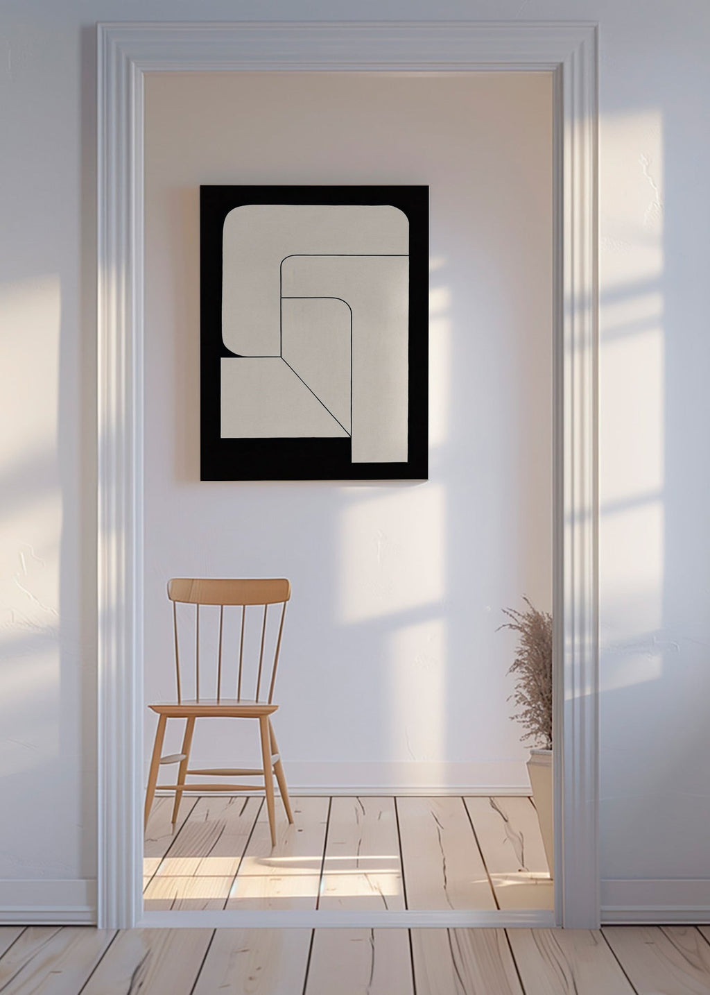 Poster geométrico minimalista creme e preto – Canvas