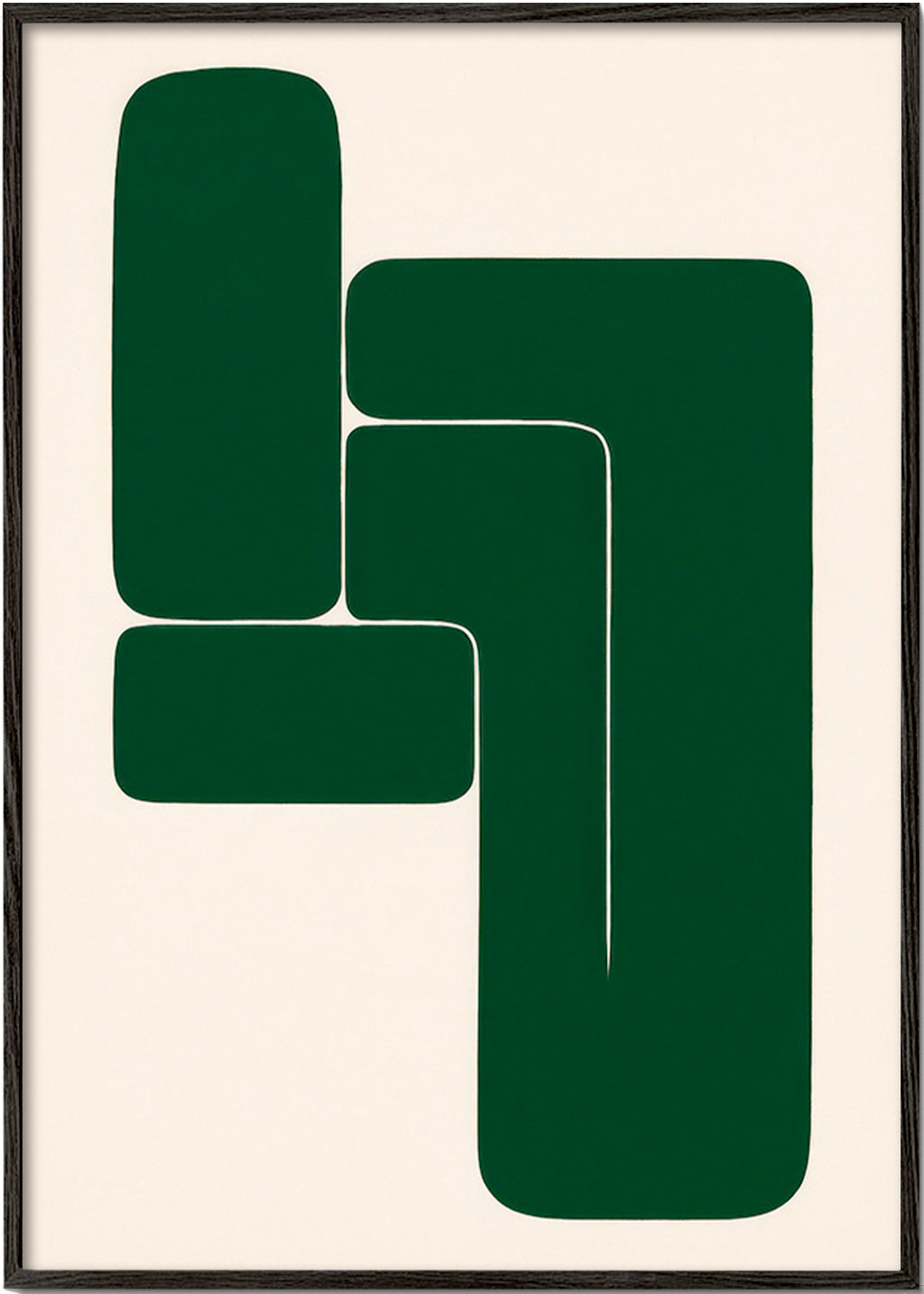 Quadro geométrico verde com formas em L – Black Frame
