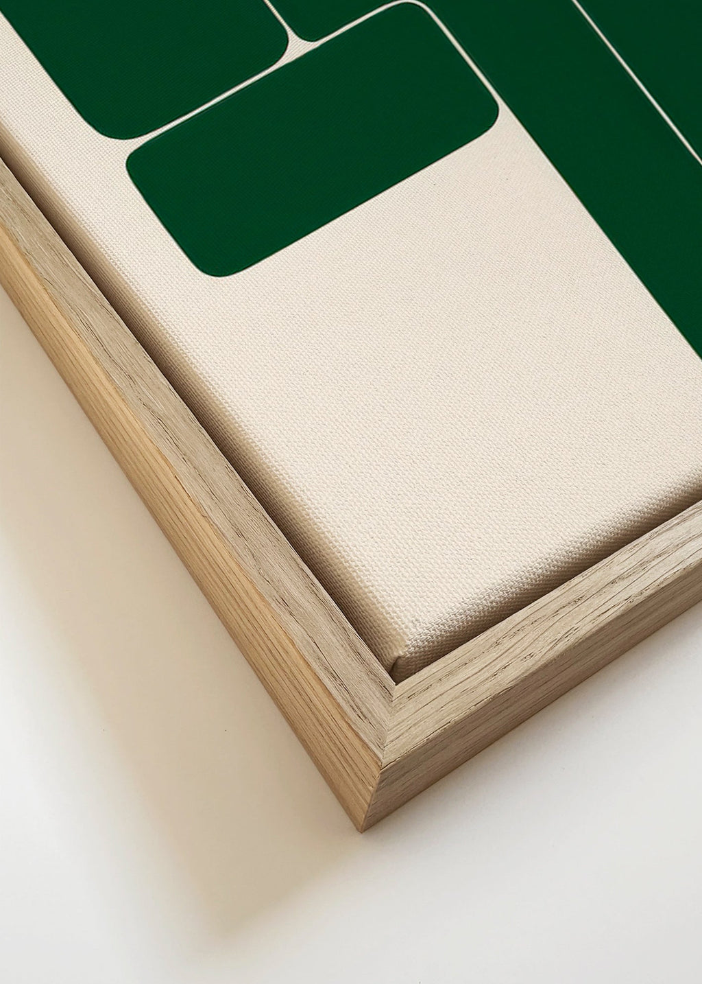 Quadro geométrico verde com formas em L – Canvas detail