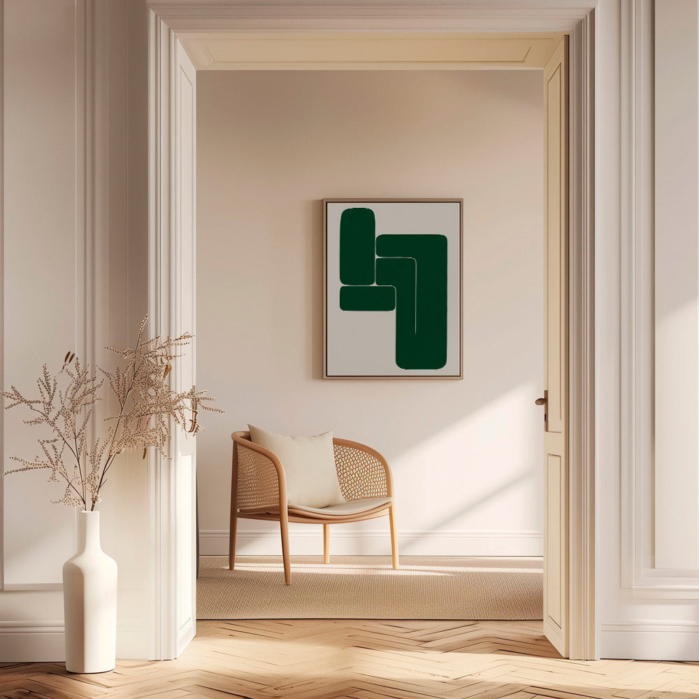 Quadro geométrico verde com formas em L – Canvas1