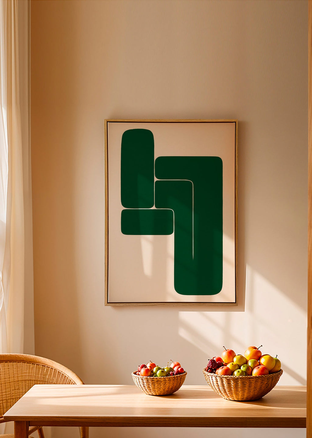 Quadro geométrico verde com formas em L – Canvas2