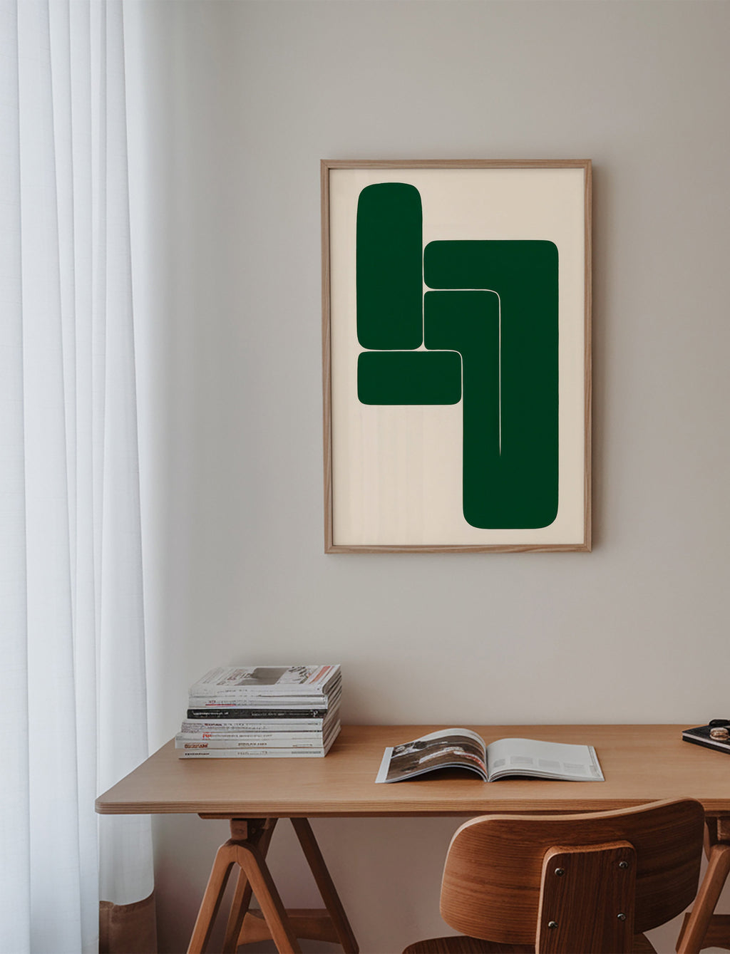 Quadro geométrico verde com formas em L – Product1