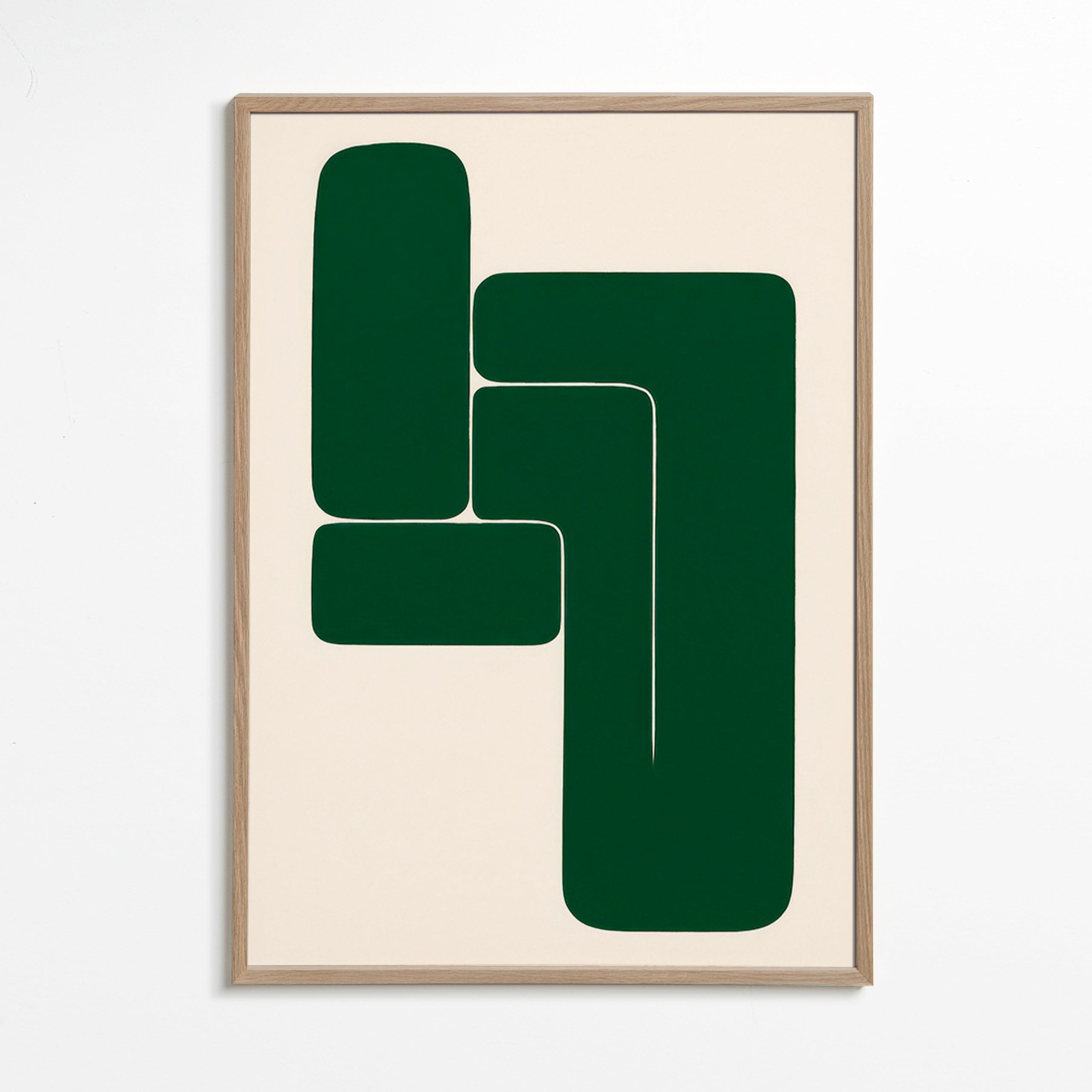 Quadro geométrico verde com formas em L – Oak Frame