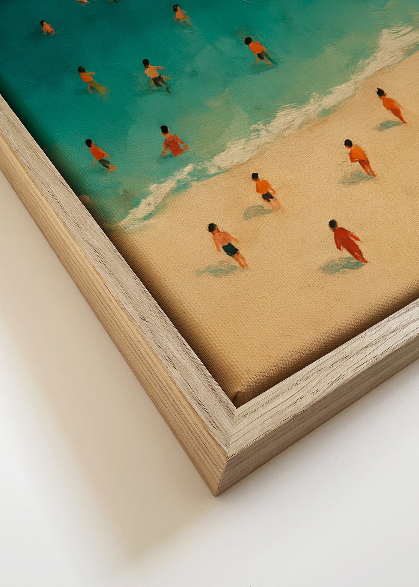 Quadro de paisagem: praia vista aérea com banhistas – Canvas detail