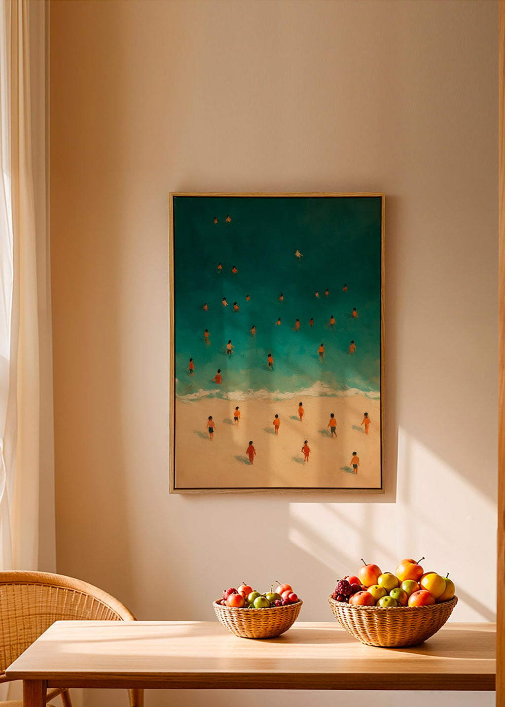 Quadro de paisagem: praia vista aérea com banhistas – Canvas2