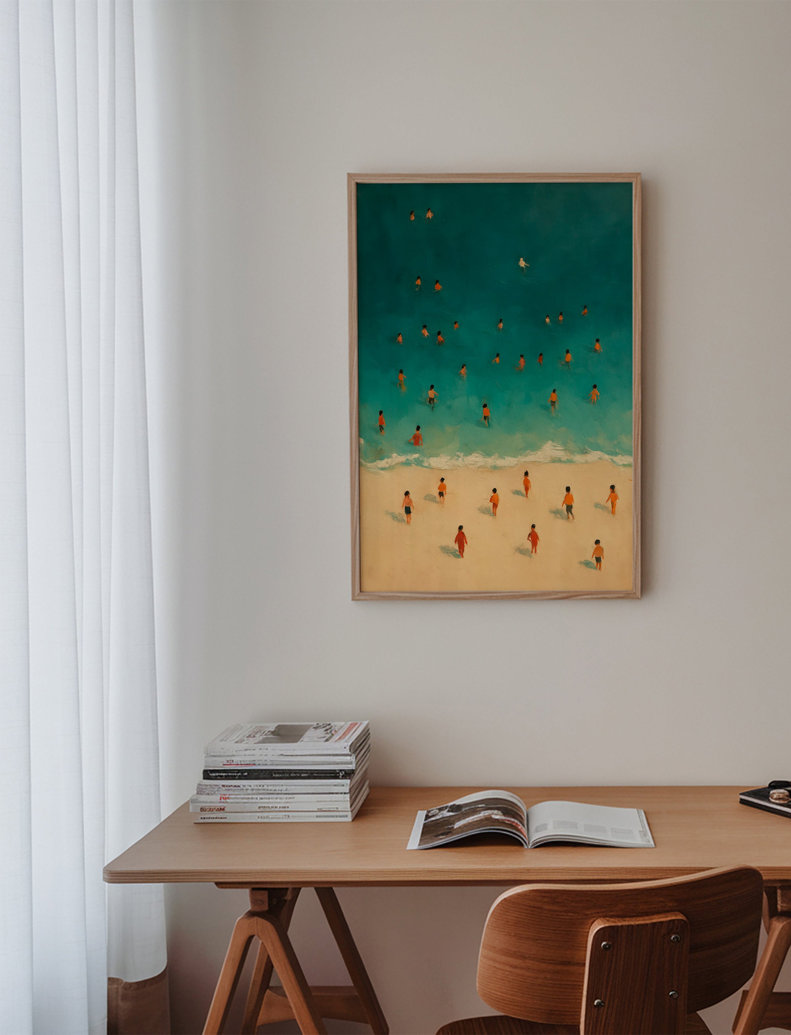 Quadro de paisagem: praia vista aérea com banhistas – Product2