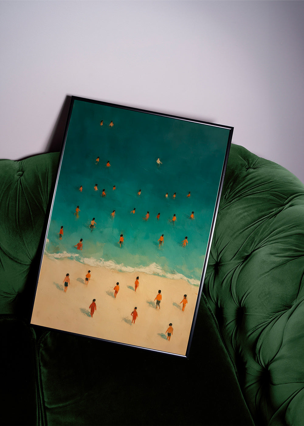 Quadro de paisagem: praia vista aérea com banhistas – Product3