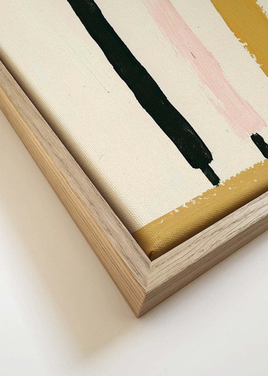 Quadro abstrato com três pinceladas verticais – Canvas detail