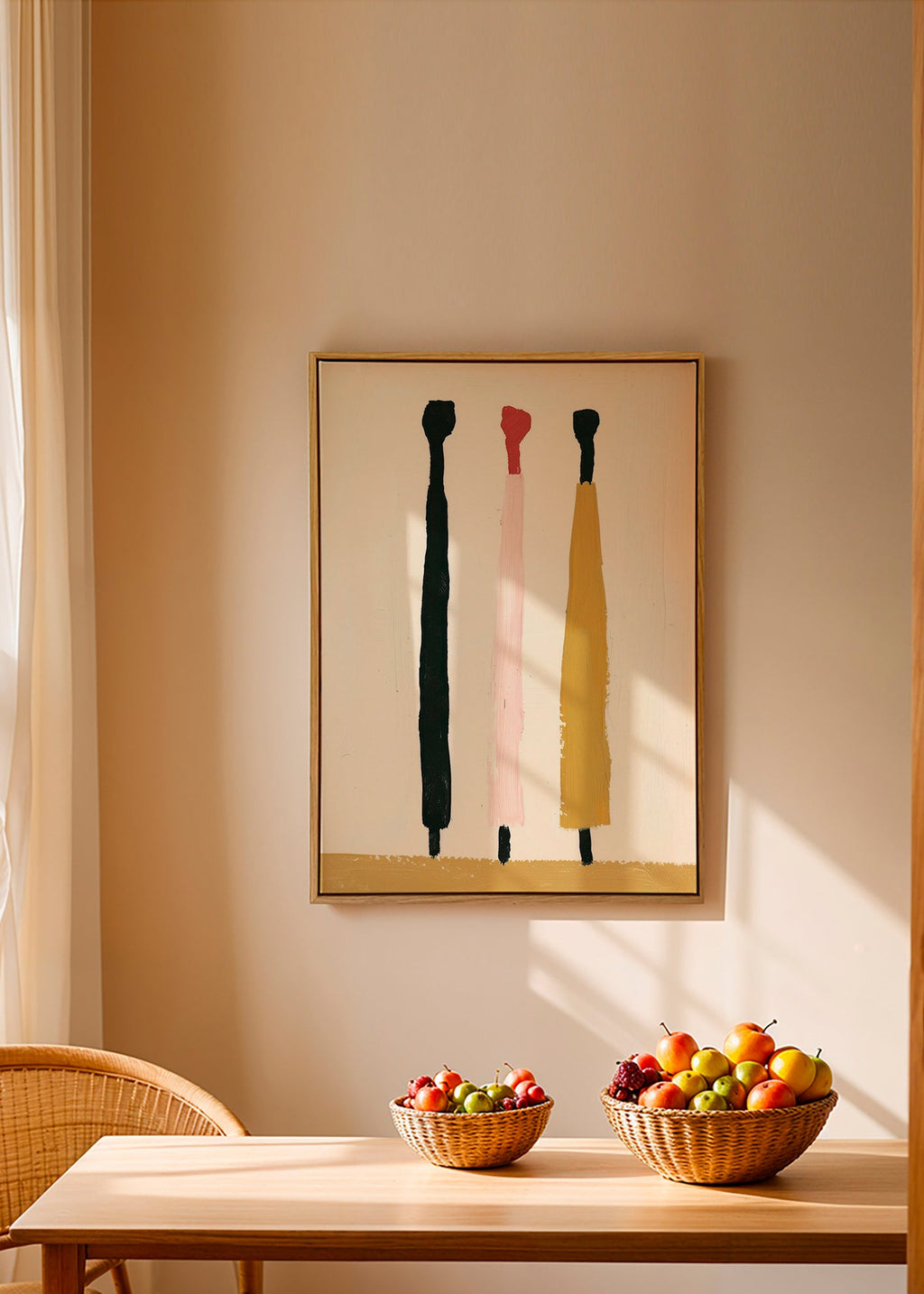 Quadro abstrato com três pinceladas verticais – Canvas2