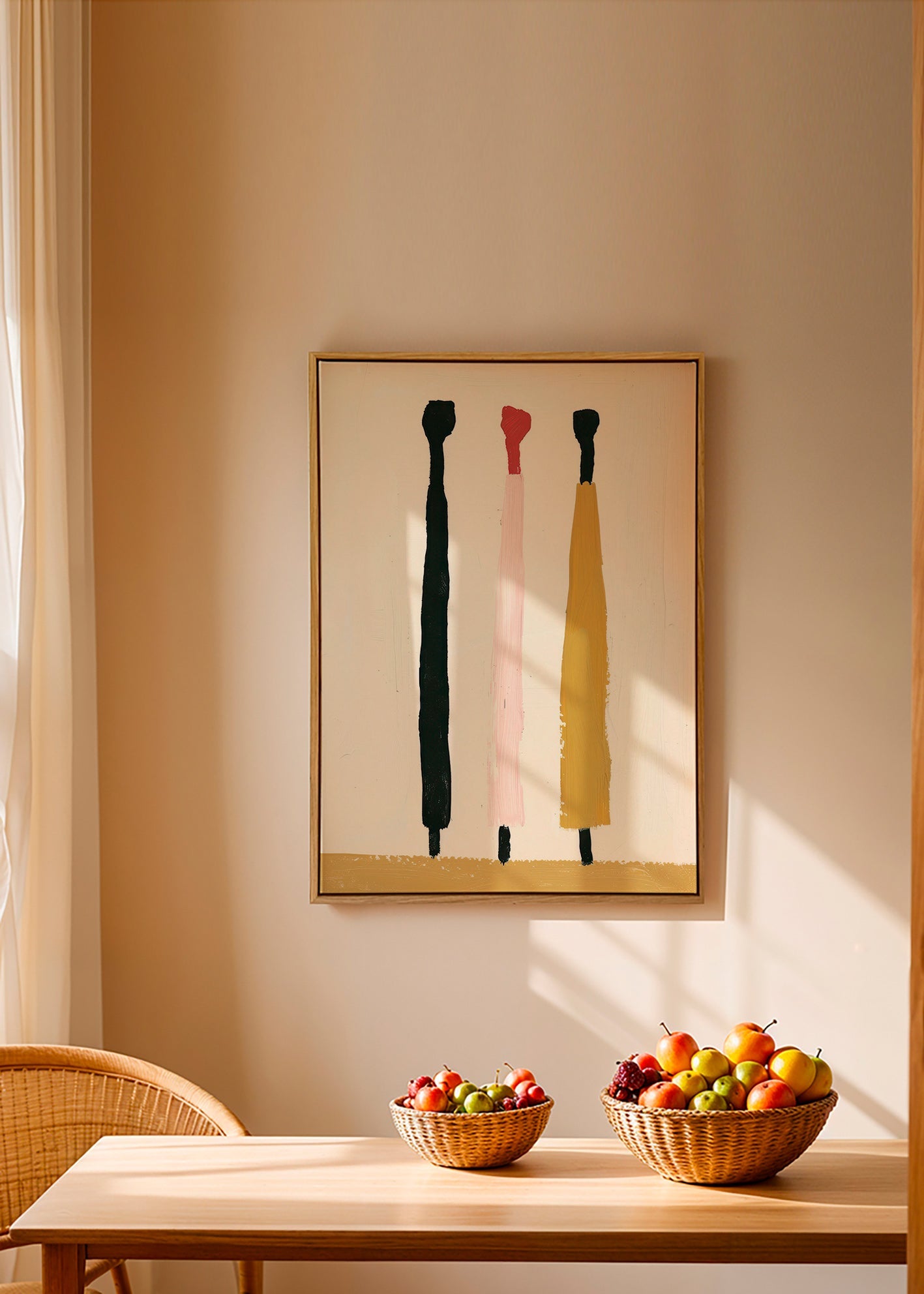 Quadro abstrato com três pinceladas verticais – Canvas2