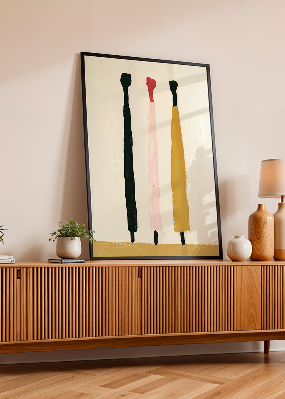 Quadro abstrato com três pinceladas verticais – Product3