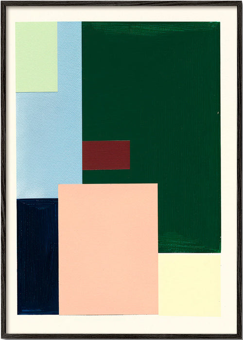 Quadro geométrico com blocos pastel – Black Frame