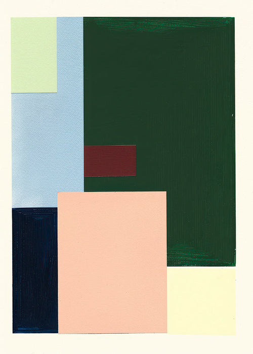 Quadro geométrico com blocos pastel