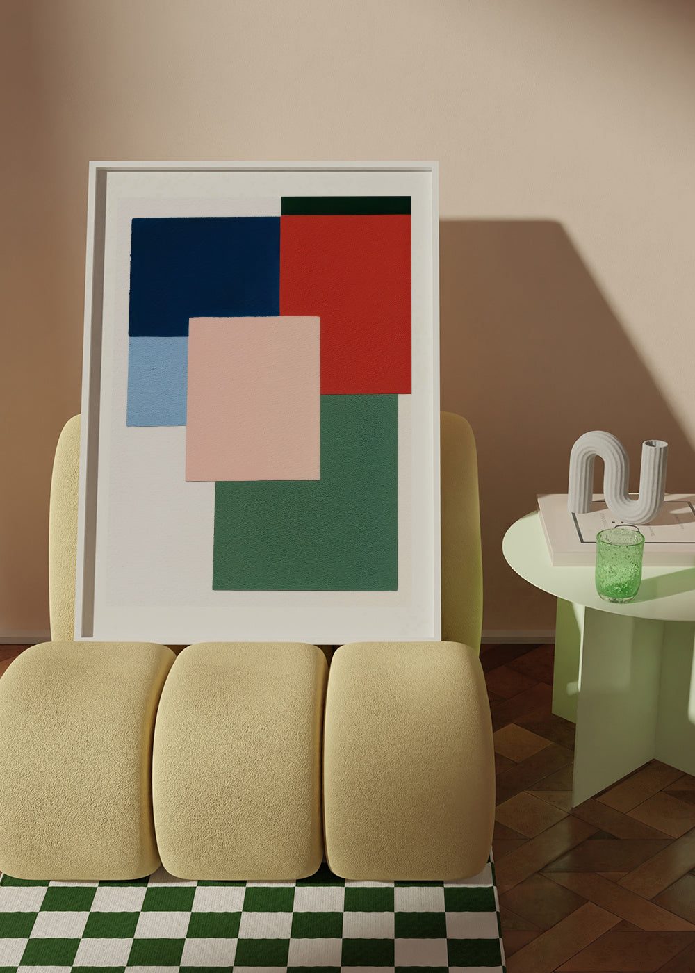 Pastel Construction IV - Framed poster in an interior
