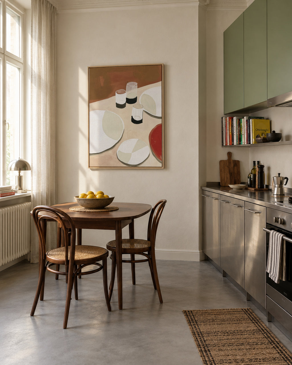 Dinner Arrangement I - Framed canvas in an interior